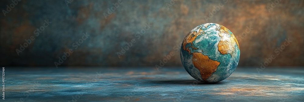 Artistic Globe on Textured Surface with Dramatic Lighting Artistic Globe on Textured Surface with Dramatic Lighting
