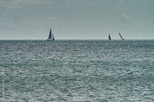 Sea yacht on the horizon