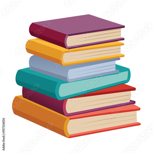 Wallpaper Mural Stack of Books Vector Illustration on White Background, Minimalist Design for Educational Themes, Reading Icons, Knowledge Symbols, and Library Graphics, Books Stack Vector Isolated on White Torontodigital.ca