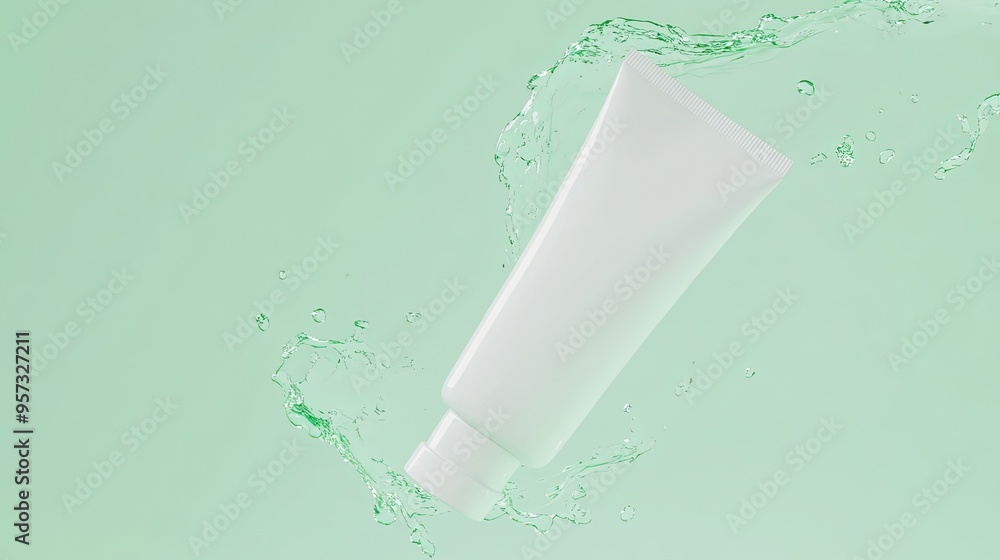 Cream Tube Blank Mockup Splashing Underwater Cream Tube Blank Mockup Splashing Underwater