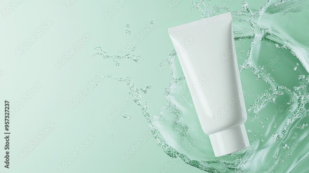 Cream Tube Blank Mockup Splashing Underwater Cream Tube Blank Mockup Splashing Underwater