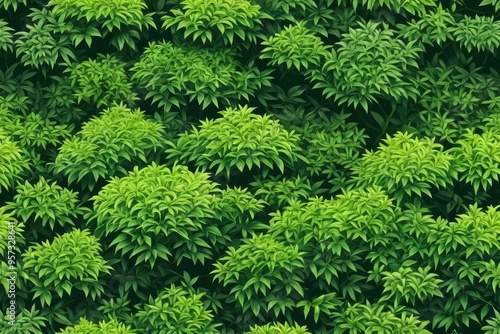 Lush garden bushes in various shades of green, bursting with leaves and blooms, isolated against a pure white background, soft natural shadows beneath, close-up, highly detailed