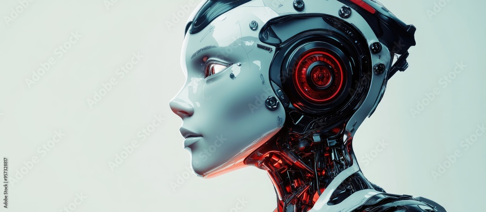 3D illustration of a futuristic robot character resembling an advanced android profile 3D illustration of a futuristic robot character resembling an advanced android profile