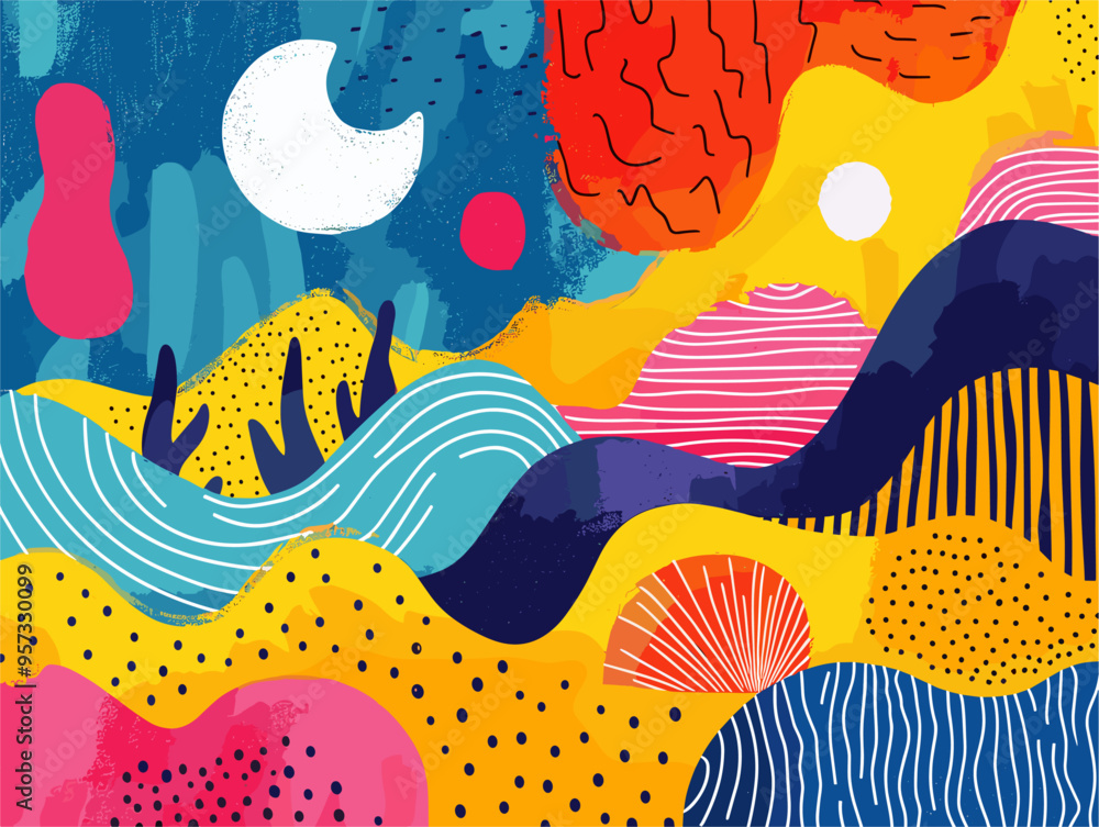 Fototapeta premium Abstract Doodle Illustration of Multifaceted Freedom Concepts in a Vector Graphic