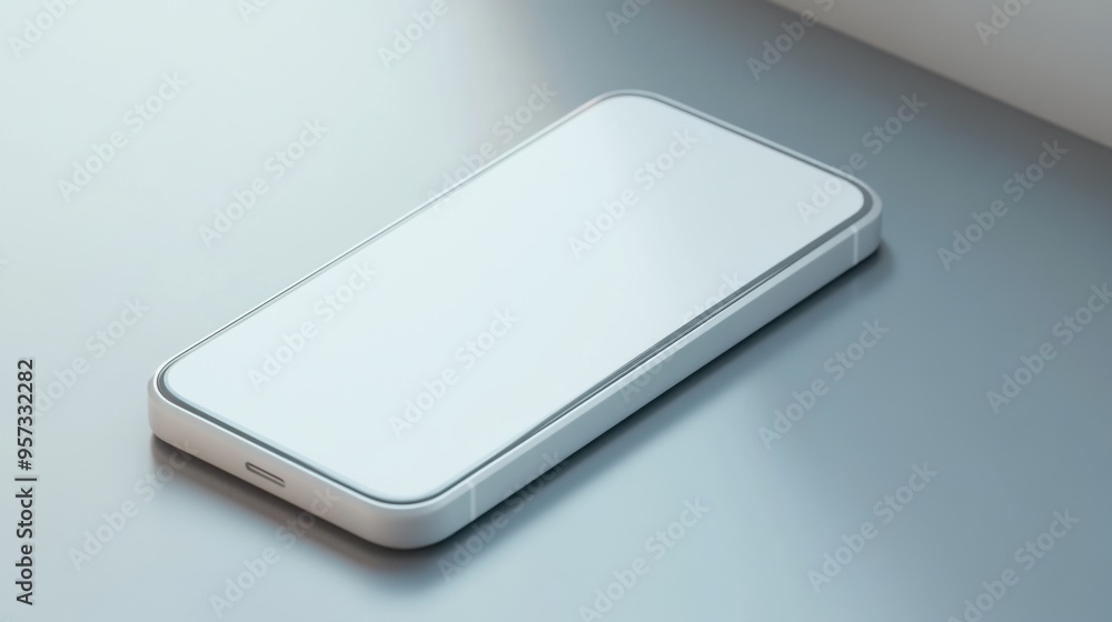 A 3D render of a futuristic smartphone with a blank screen for app mockup A 3D render of a futuristic smartphone with a blank screen for app mockup
