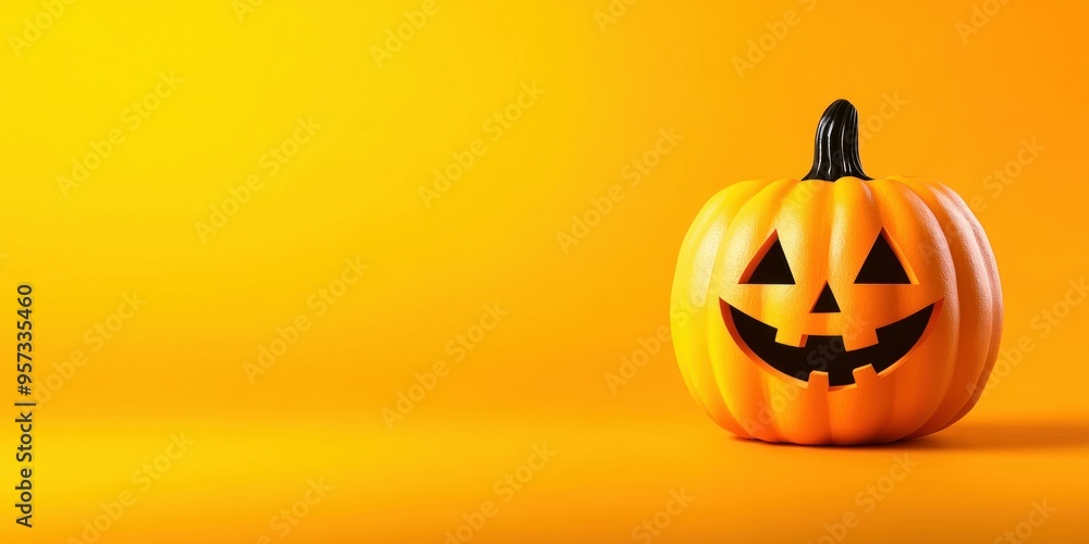 Jack-o'-Lantern on Bright Orange Background Jack-o'-Lantern on Bright Orange Background