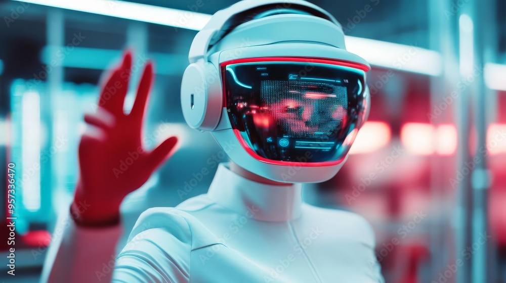 Smart customer assistant, interactive hologram, advanced tech setup Smart customer assistant, interactive hologram, advanced tech setup
