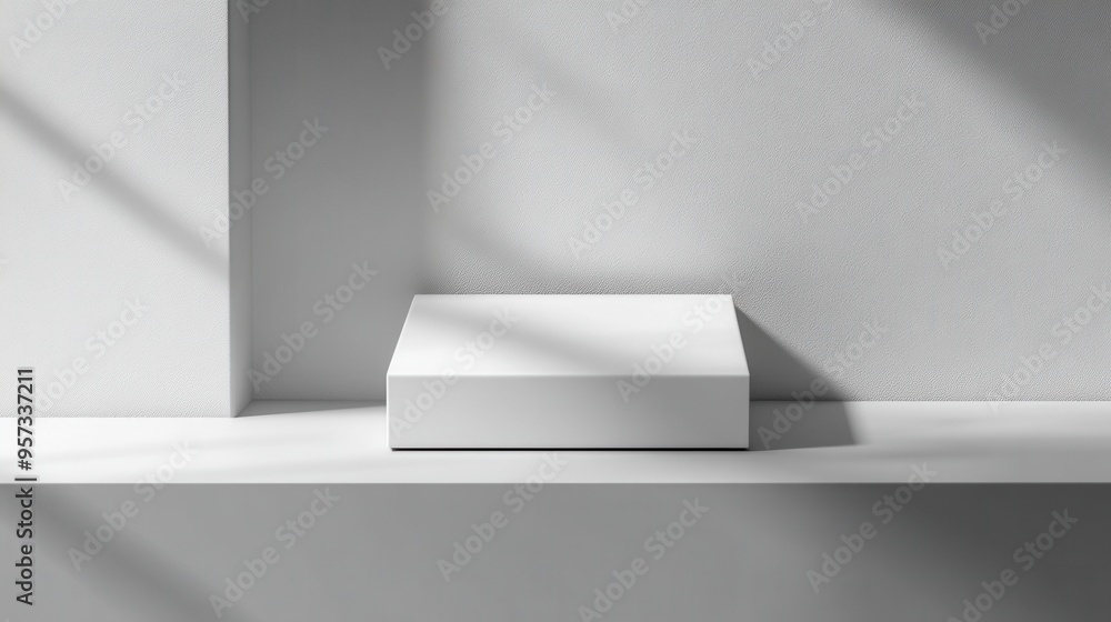 A blank product box on a sleek, minimalistic background for packaging mockup A blank product box on a sleek, minimalistic background for packaging mockup
