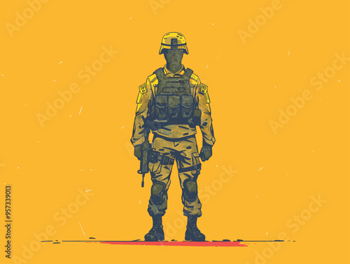 Soldier of Courage and Duty: A Minimalist Doodle of Determination and Strength