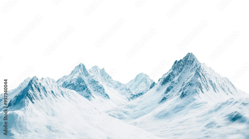 Snow-capped mountains under a clear sky during winter months isolated on transparent background Snow-capped mountains under a clear sky during winter months isolated on transparent background