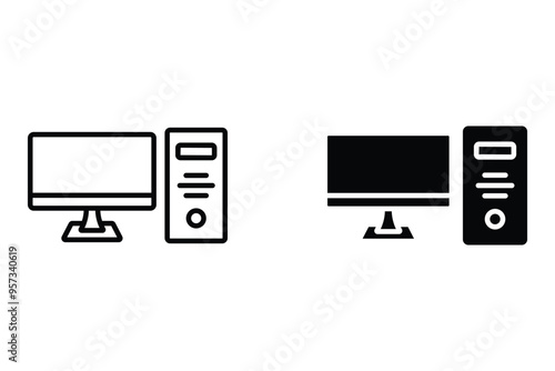Computer icon set. computer monitor icon vector. on white background