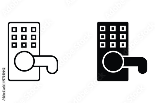 Smart Door icon design with white background stock illustration