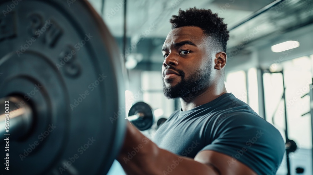 Strong Man Lifting Weights in Gym Strong Man Lifting Weights in Gym