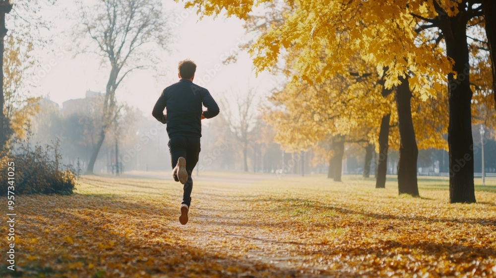 Autumn Jogger in a Park Autumn Jogger in a Park