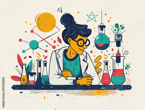Science Enthusiast: A Doodle Illustration Symbolizing the Passion and Drive for Knowledge and Discovery