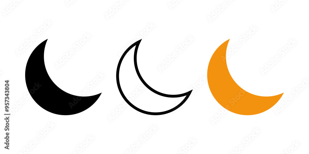 Moon icon set. flat illustration of vector icon on white background Moon icon set. flat illustration of vector icon on white background