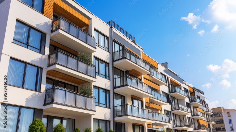 Obraz premium Modern Apartment Building with Balconies