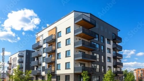 Modern Apartment Building with Balconies