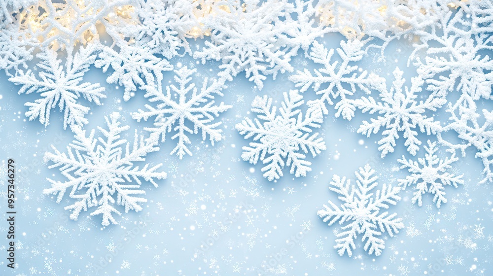 Enchanting winter wonderland with delicate snowflakes and twinkling lights perfect for festive holiday greetings Enchanting winter wonderland with delicate snowflakes and twinkling lights perfect for festive holiday greetings