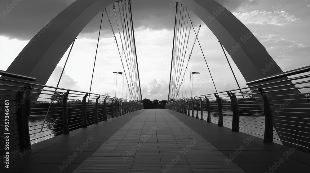 Obraz premium Modern Bridge Architecture in Black and White
