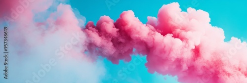 Vibrant pink smoke swirls and billows against a stunning bright blue backdrop, showcasing a captivating contrast that draws the eye and engages the senses