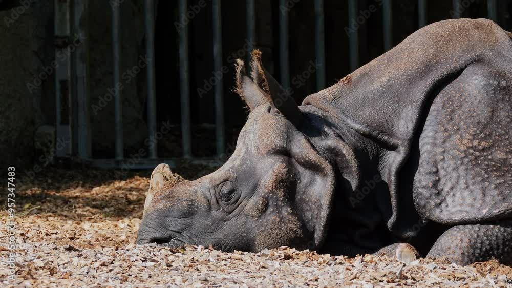 The Indian Rhinoceros, Rhinoceros unicornis is also called Greater One-horned Rhinoceros and Asian One-horned Rhinoceros and belongs to the Rhinocerotidae family. The Indian Rhinoceros, Rhinoceros unicornis is also called Greater One-horned Rhinoceros and Asian One-horned Rhinoceros and belongs to the Rhinocerotidae family.