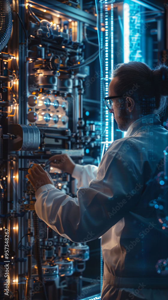 Quantum Scientist Analyzing Complex Hardware Quantum Scientist Analyzing Complex Hardware