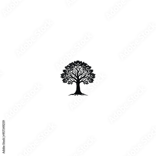 silhouette tree isolated on white