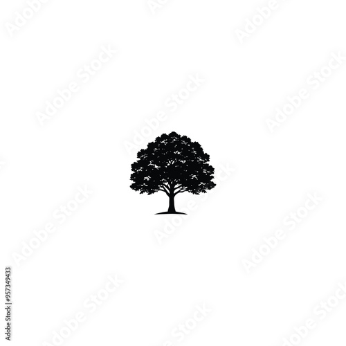 silhouette tree isolated on white