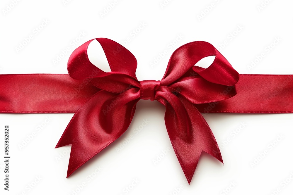 Fototapeta premium red ribbon bow isolated on white