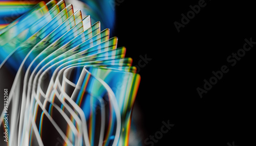 Abstract glass background with layers of textile