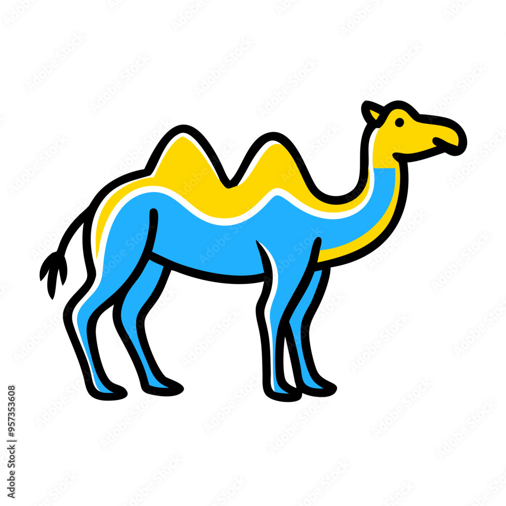 Fototapeta premium Colorful Camel Vector Illustration suitable for Educational Children's Books and Desert-themed Designs