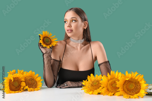 Elegant young woman with be...