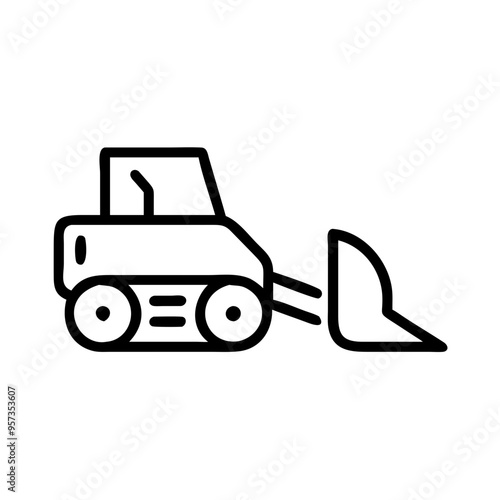 Construction Bulldozer Heavy Machinery Vector Outline for Engineering and Construction Projects