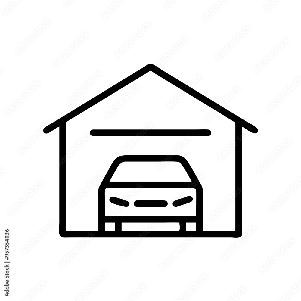 Garage with Car Outline Vector Ideal for Real Estate Websites Mobile Apps and Marketing Materials Garage with Car Outline Vector Ideal for Real Estate Websites Mobile Apps and Marketing Materials