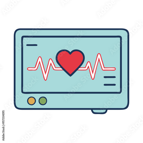 Heart Monitor EKG Vector Illustration Medical Equipment Heartbeat Healthcare Design Graphic