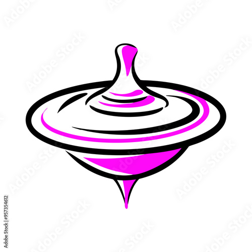 Vibrant Pink Spinning Top Vector Illustration Fun and Childhood Toy on 