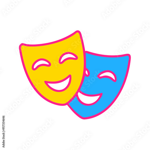 Vector Happy Comedy Masks Theater Arts Illustration Colorful Design Symbol Entertainment