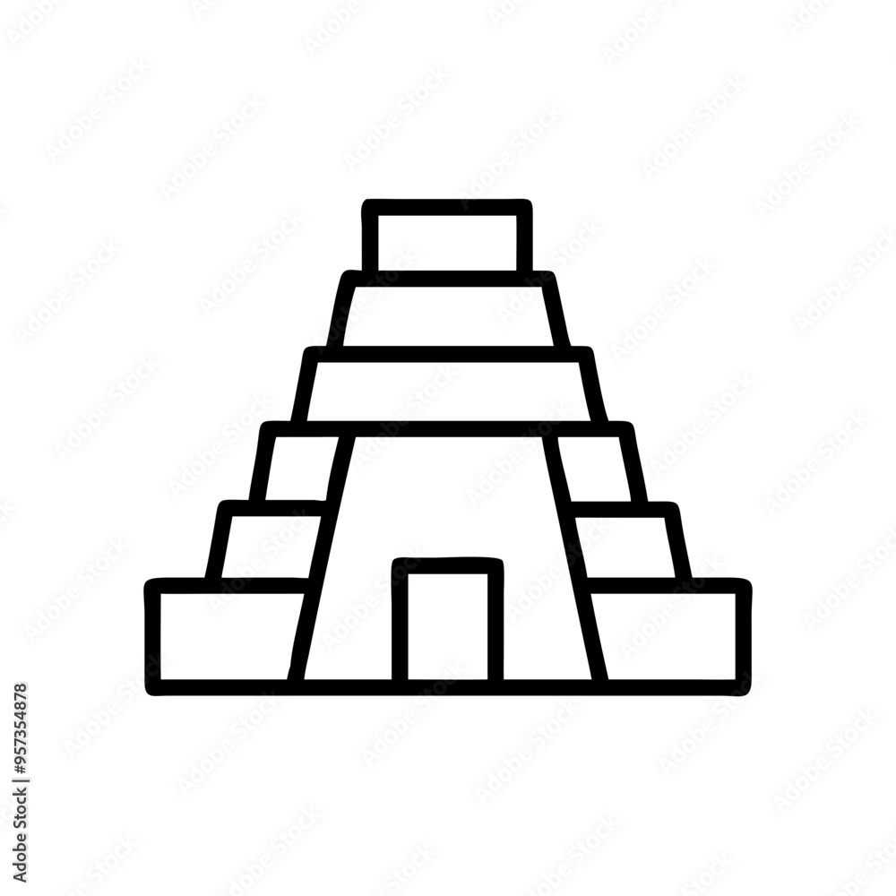 Vector Illustration Ancient Pyramid Architecture Outline on Vector Illustration Ancient Pyramid Architecture Outline on