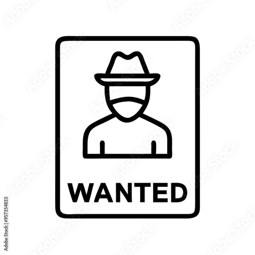 Wanted Poster Vector Cowboy Silhouette with Hat Crime Notice Wild West Outlaw Symbol