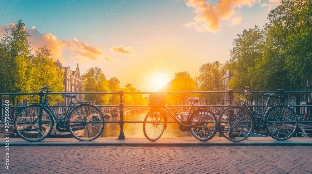 Obraz premium Sunset Over the Canal