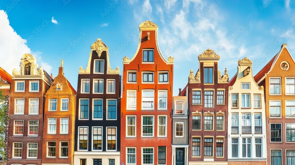 Fototapeta premium Charming Traditional Dutch Houses in Amsterdam