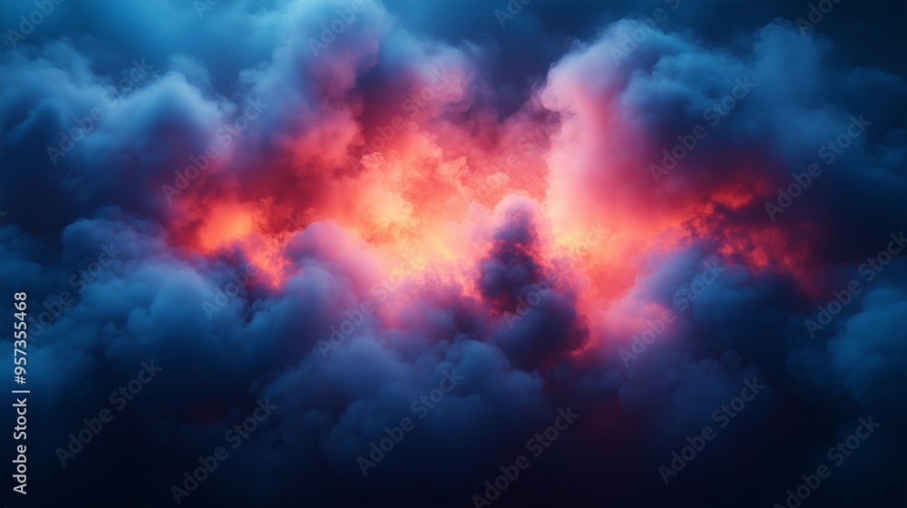 Captivating Cloudscape with Fiery and Ethereal Colors at Dusk Captivating Cloudscape with Fiery and Ethereal Colors at Dusk