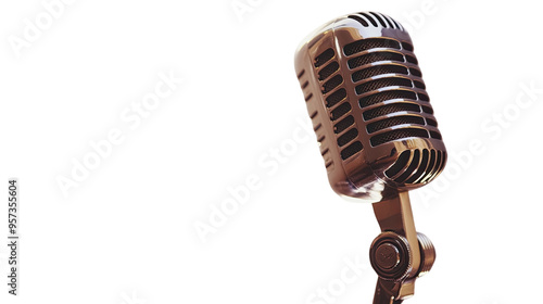 Vintage microphone on transparent white background photo