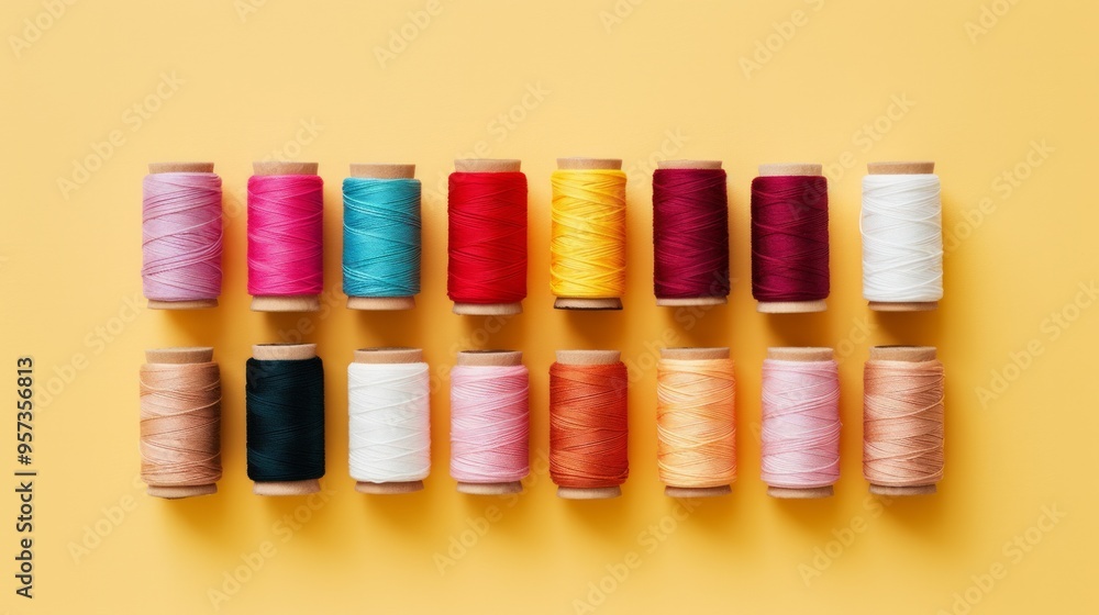 Spool of sewing thread. Colored yarns used by factories in the clothing industry. Neural network ai generated art Spool of sewing thread. Colored yarns used by factories in the clothing industry. Neural network ai generated art