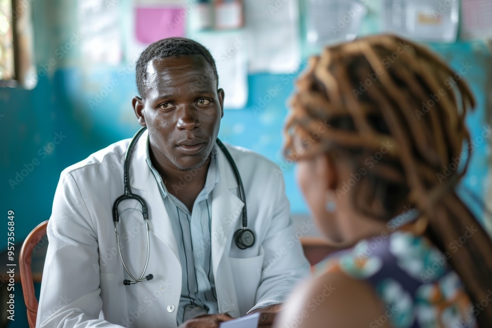 Doctor consultation in clinic with focus on patient-doctor relationship and care in medical setting Doctor consultation in clinic with focus on patient-doctor relationship and care in medical setting