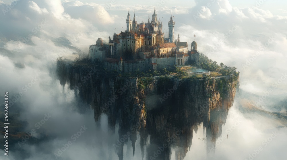 Fototapeta premium Fantasy castle on a floating island