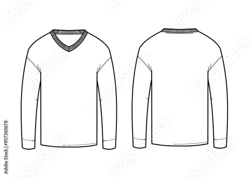 men's sweater back and front - template, contour, vector illustration