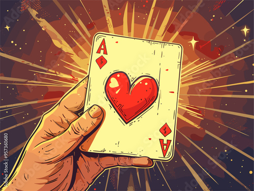 Vector Cartoon Heart Playing Card: A Symbol of Serendipity, Fortune, and Emotional Connection