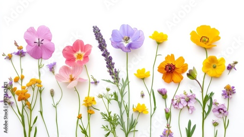 White background with flowers